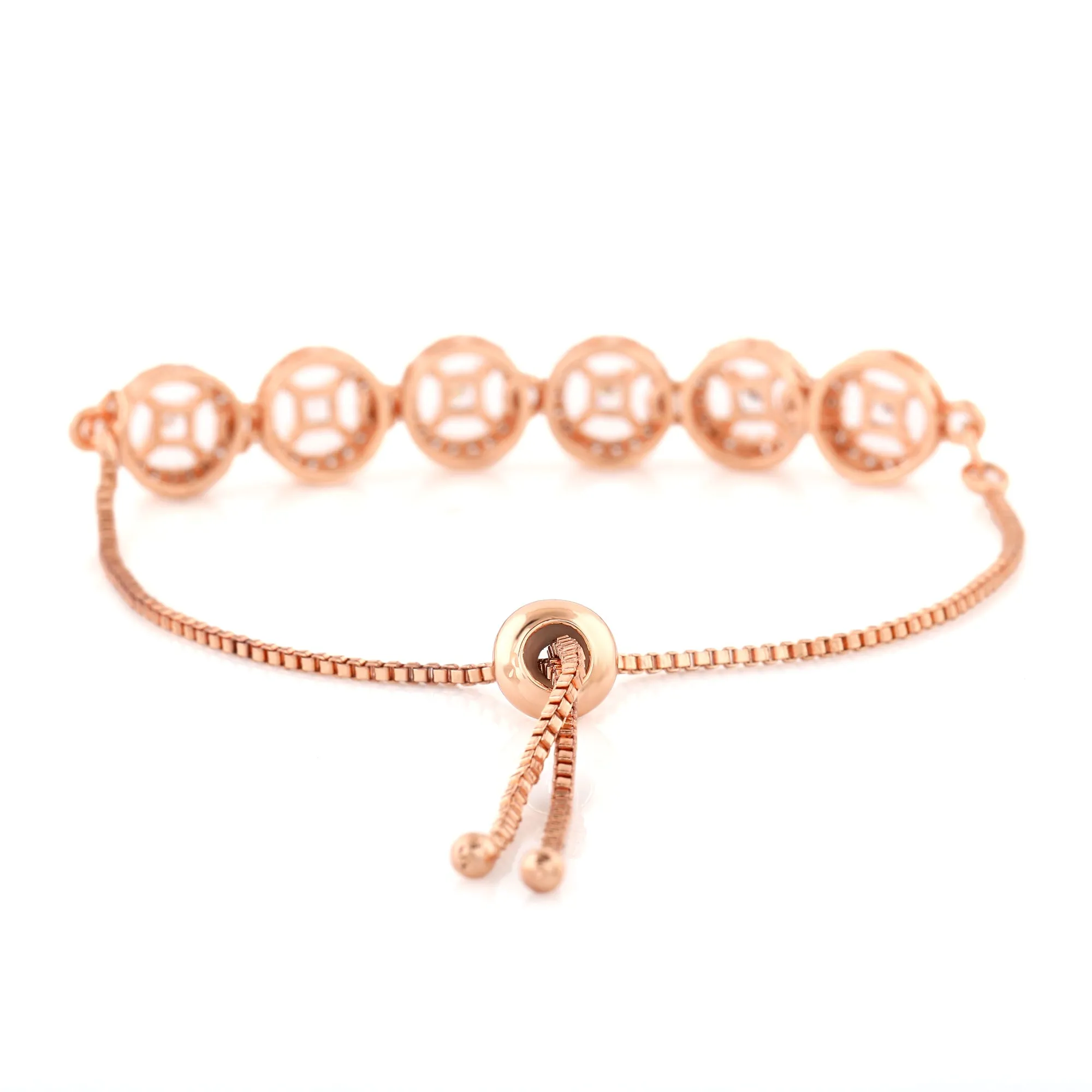 Estele Rose Gold Plated CZ Rotating Glitter Bracelet for Women