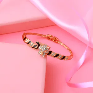 Estele Rose Gold Plated Kada Bracelet with Enamel & White Austrian Crystal for Girls & Women