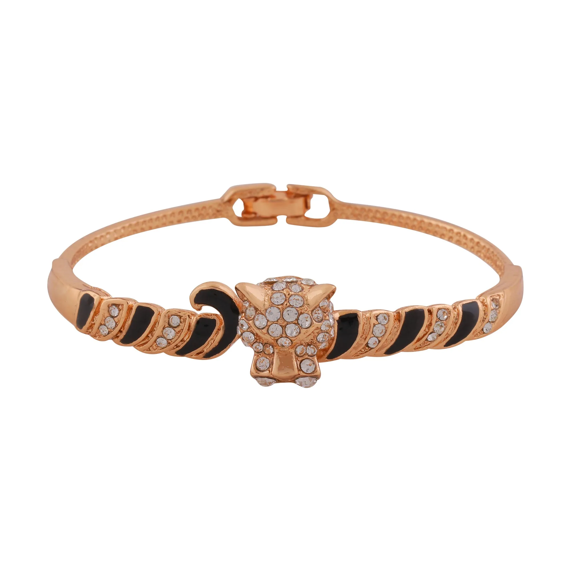 Estele Rose Gold Plated Kada Bracelet with Enamel & White Austrian Crystal for Girls & Women