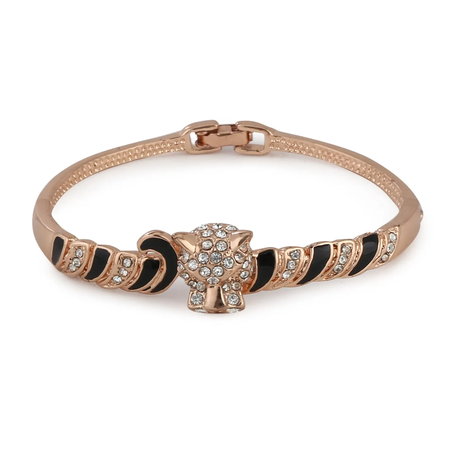 Estele Rose Gold Plated Kada Bracelet with Enamel & White Austrian Crystal for Girls & Women