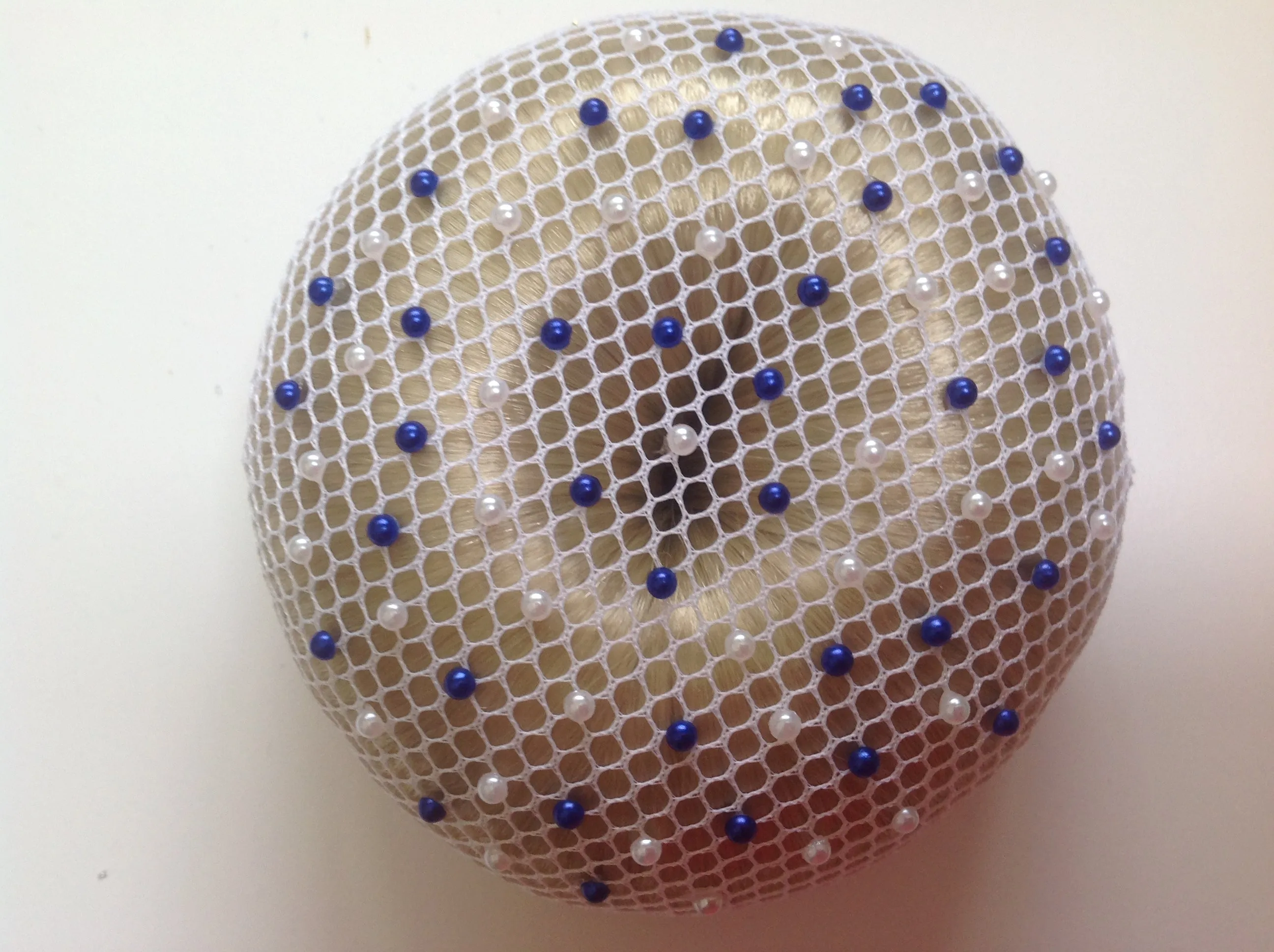 Fine White mesh bun nets plain, swarovski Crystals and Pearls
