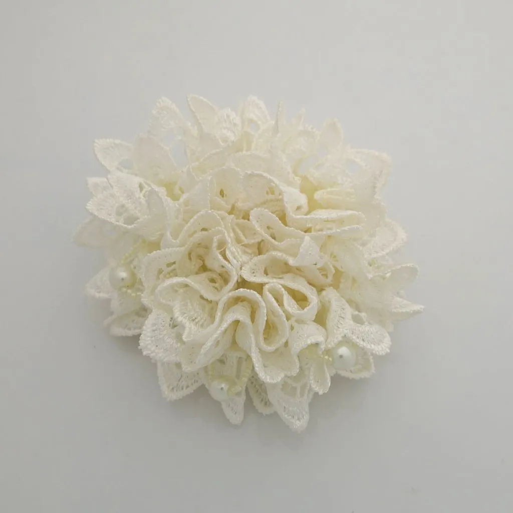 Floral Pearl Beaded Lace Scrunchie