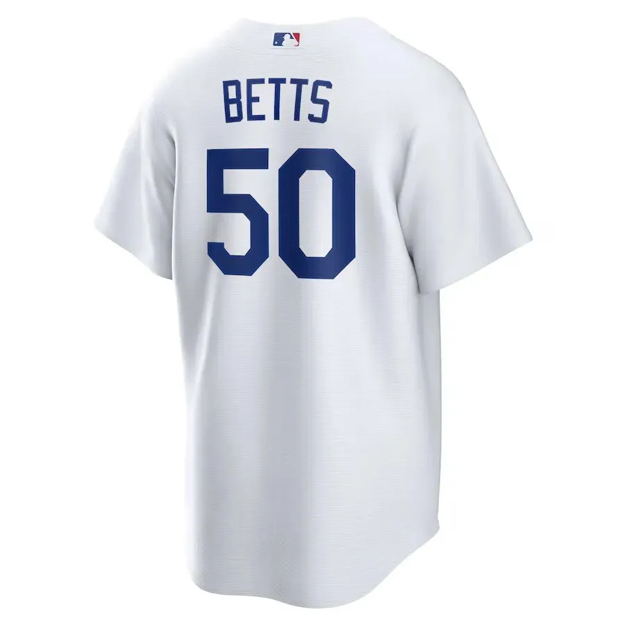 football club jackets Camisa MLB Los Angeles Dodgers I Nike Torcedor Masculina Branca Mookie Betts 50