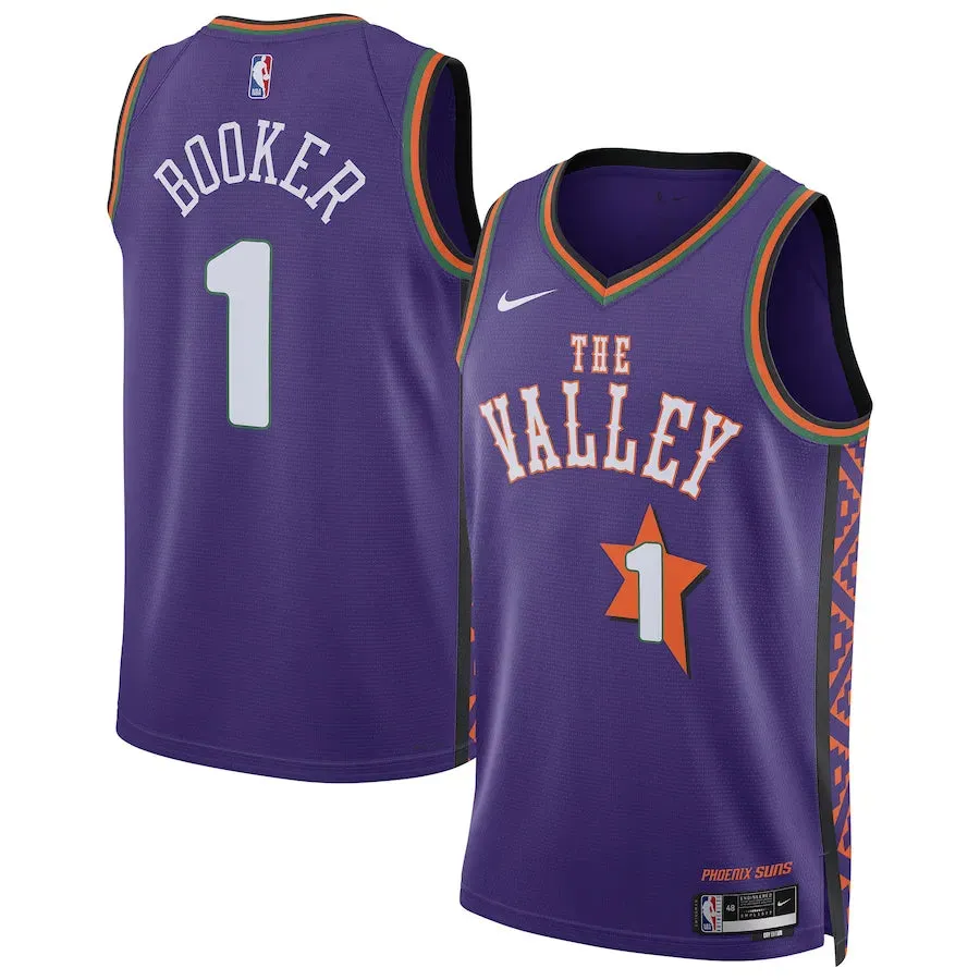 football club magnets Regata NBA Phoenix Suns Nike City Edition 24/25 Swingman Jersey Devin Booker 1 Roxa football club jackets