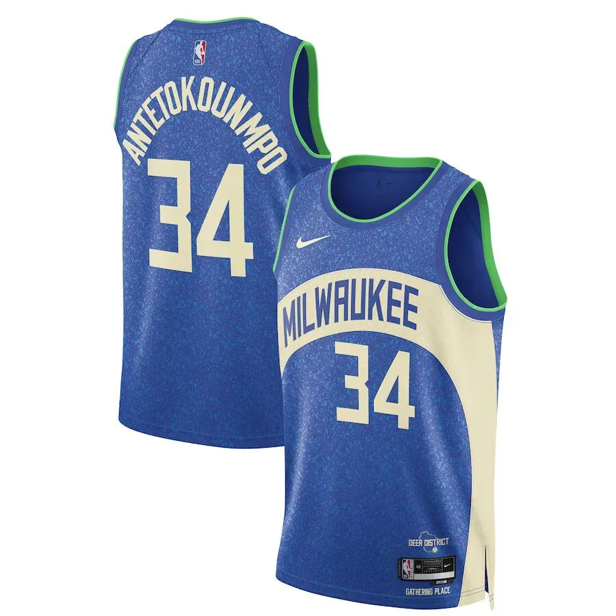 football club posters Regata NBA Milwaukee Bucks Nike City Edition 23/24 Swingman Jersey Giannis Antetokounmpo 34 football fan magnets
