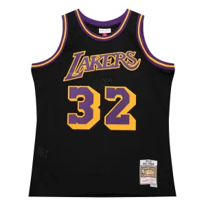 football fan banners Regata NBA Los Angeles Lakers 1984/85 Mitchell & Ness Hardwood Classics Swingman Preta Magic Johnson 32 football star memorabilia