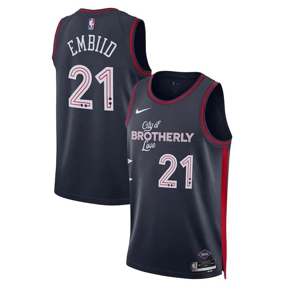 football fan hats Regata NBA Philadelphia 76ers Nike City Edition 23/24 Swingman Jersey Joel Embiid 21 soccer fan wristbands