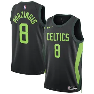 football fan keychains Regata NBA Boston Celtics 24/25 Nike City Edition Swingman Jersey Kristaps Porzingis 8 Preta football fan banners