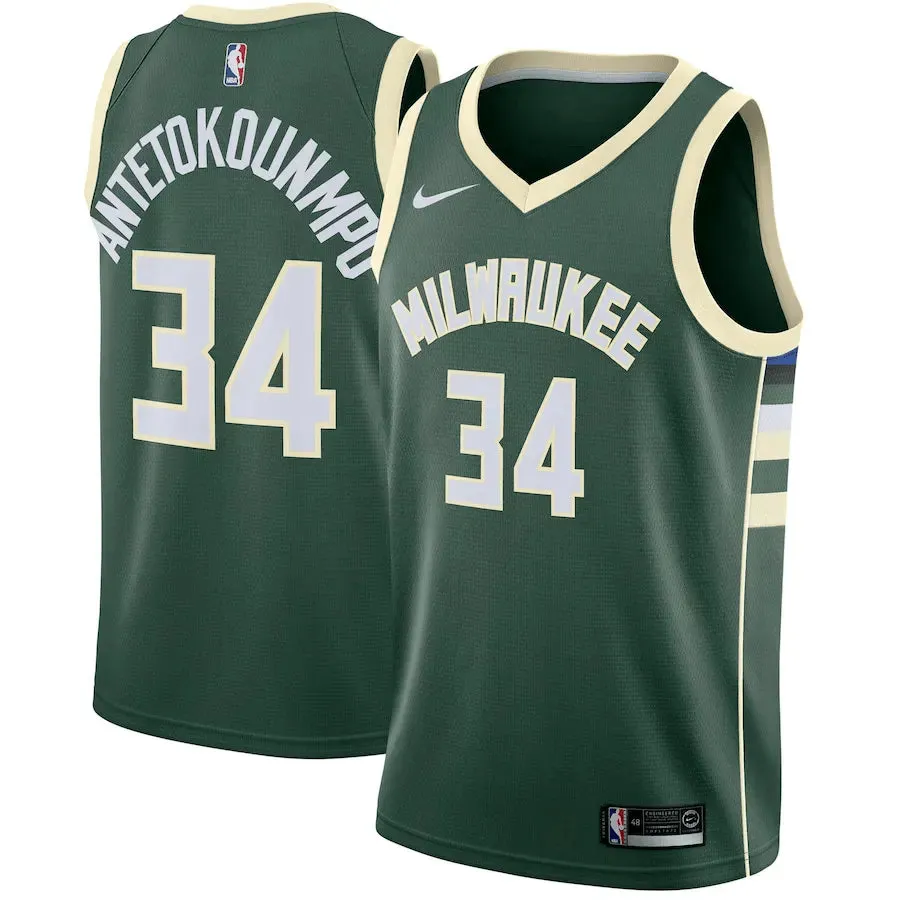 football fan mugs Regata NBA Milwaukee Bucks Nike Icon Edition Jersey Giannis Antetokounmpo 34 football stadium merchandise