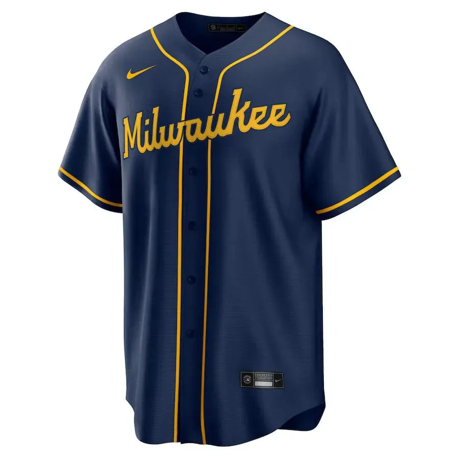 football fan scarves Camisa MLB Milwaukee Brewers NikeNavy Alternate Torcedor Masculina Azul