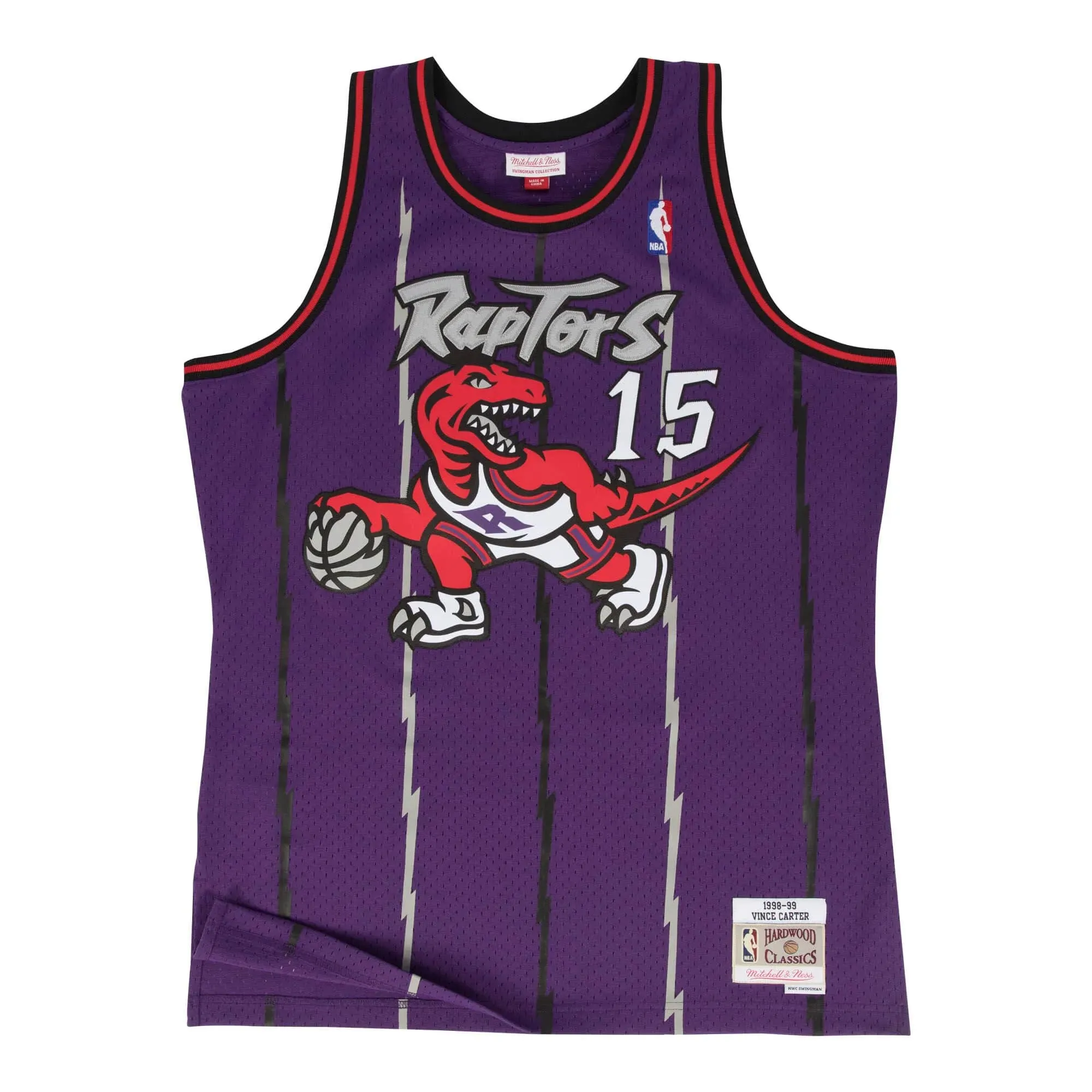 football stadium merchandise Regata NBA Toronto Raptors 1998/99 Mitchell & Ness Hardwood Classics Swingman Roxa Vince Carter 15