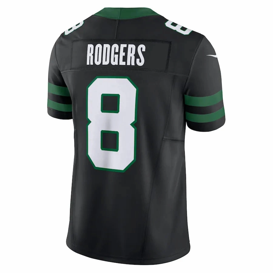 football club magnets Camisa NFL New York Jets Black Aaron Rodgers 8 Nike Legacy Jersey Preta