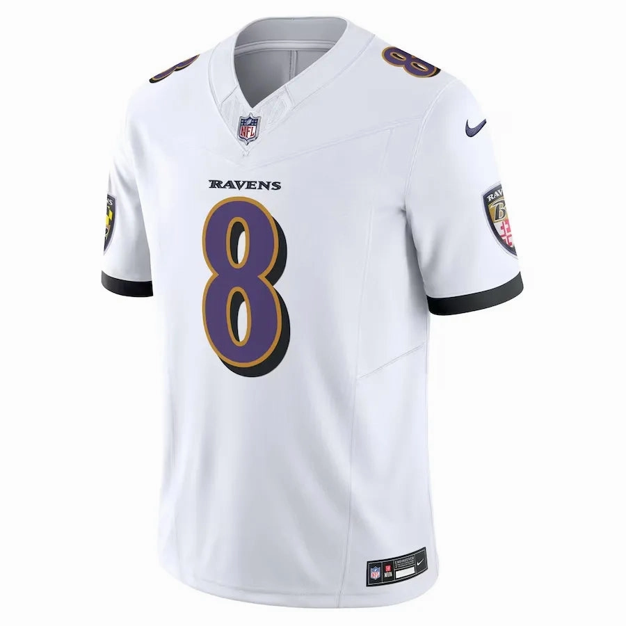 football club posters Camisa NFL Baltimore Ravens Lamar Jackson 8 Nike Limited Jersey Branca