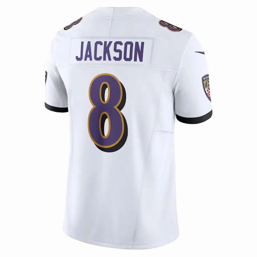 football club posters Camisa NFL Baltimore Ravens Lamar Jackson 8 Nike Limited Jersey Branca
