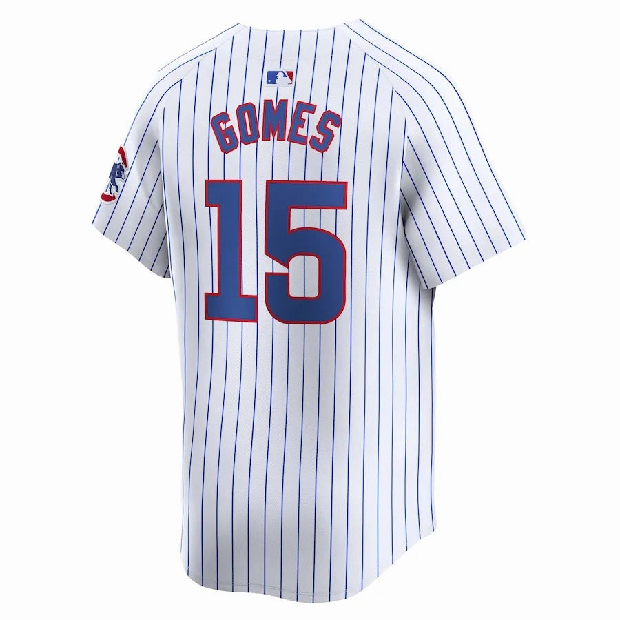 football fan backpacks Camisa MLB Chicago Cubs Nike Home Torcedor Masculina Listrada Branca Yan Gomes 15