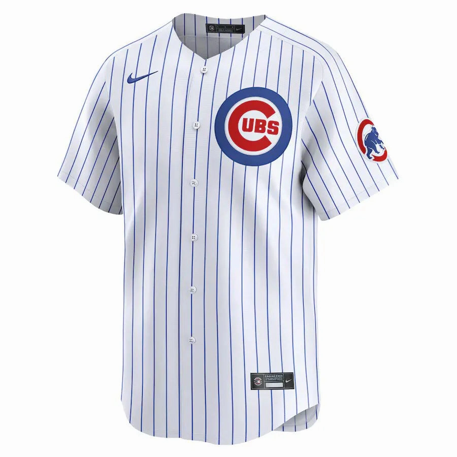 football fan backpacks Camisa MLB Chicago Cubs Nike Home Torcedor Masculina Listrada Branca Yan Gomes 15