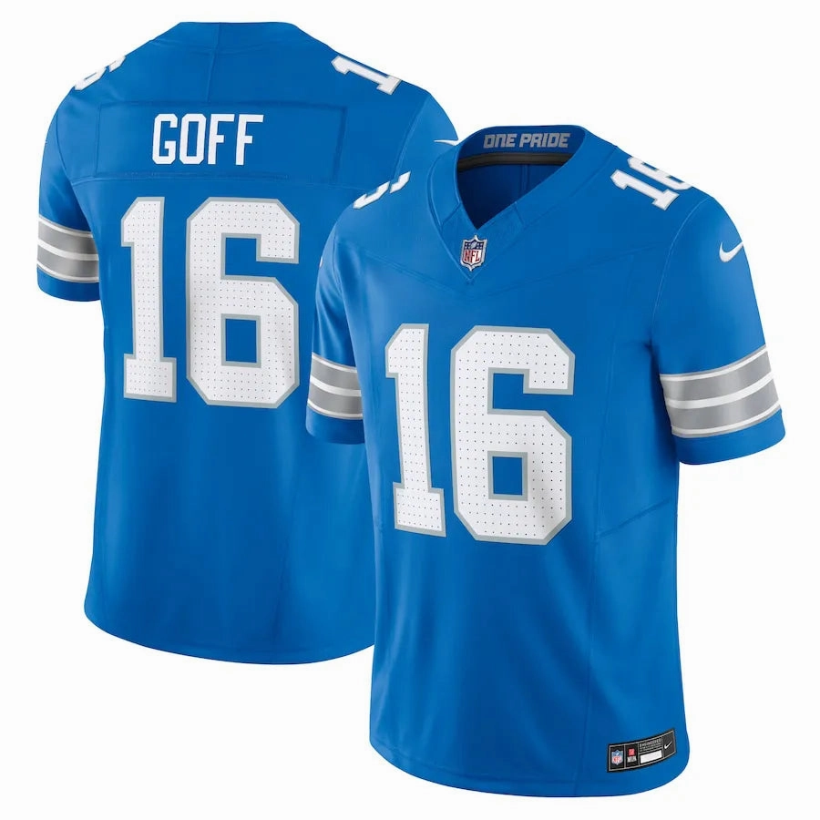 football fan cushions Camisa NFL Detroit Lions Blue Nike Jared Goff 16 Limited Jersey Masculina Azul soccer fan backpacks
