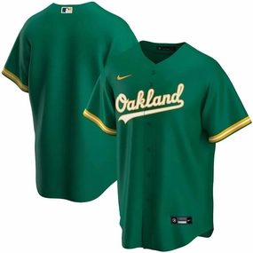football fan face paint Camisa MLB Oakland Athletics Nike Alternate Torcedor Masculina Verde football fan caps