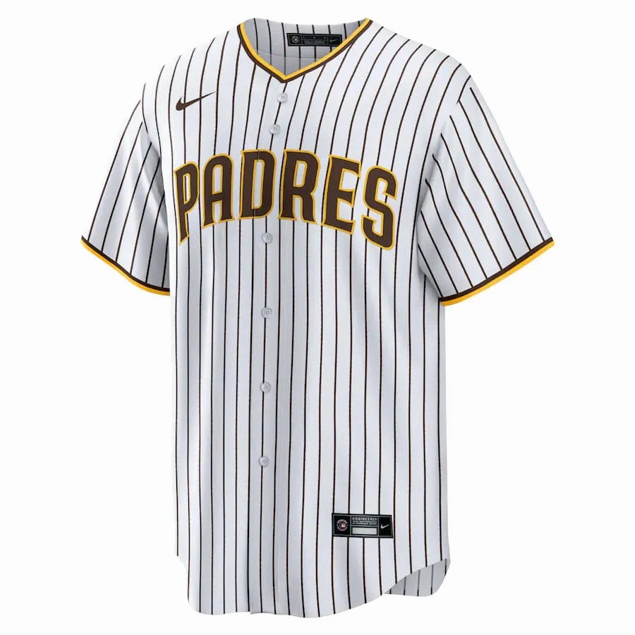 football fan notebooks Camisa MLB San Diego Padres Nike Home Torcedor Masculina Listrada Branca