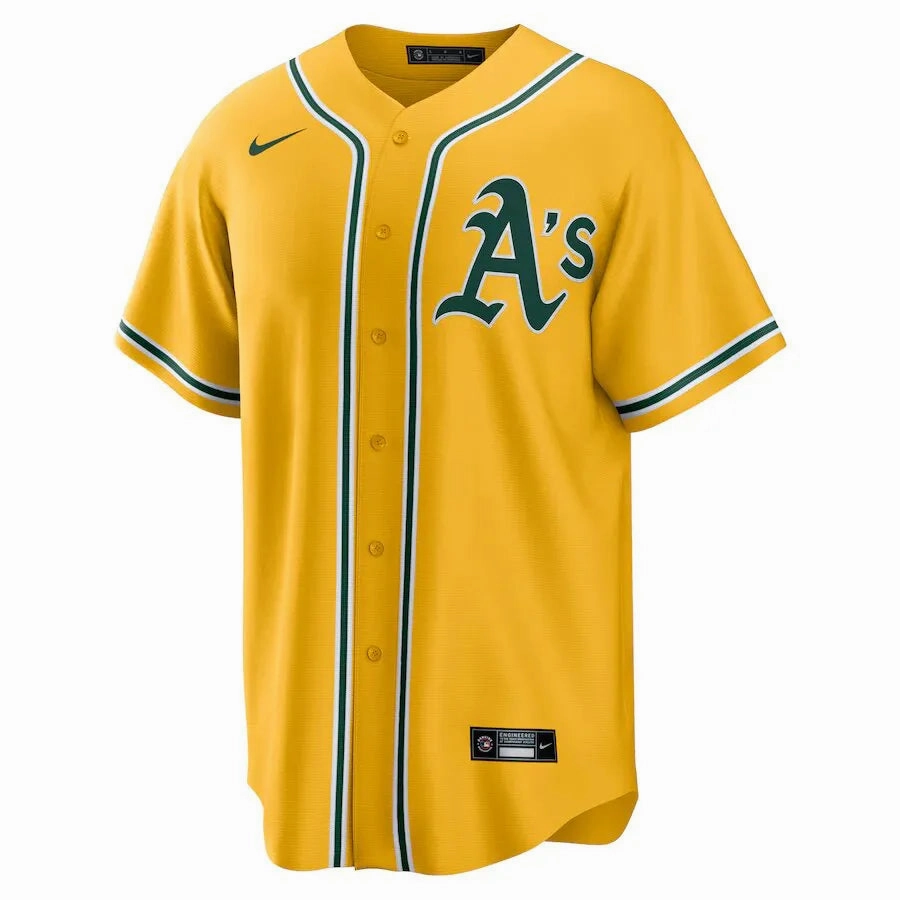 football fan towels Camisa MLB Oakland Athletics Nike Alternate Torcedor Masculina Amarela