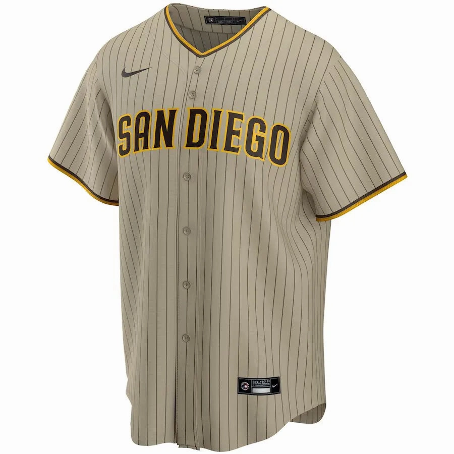 football fan towels Camisa MLB San Diego Padres Nike Raod Torcedor Masculina Listrada Marrom