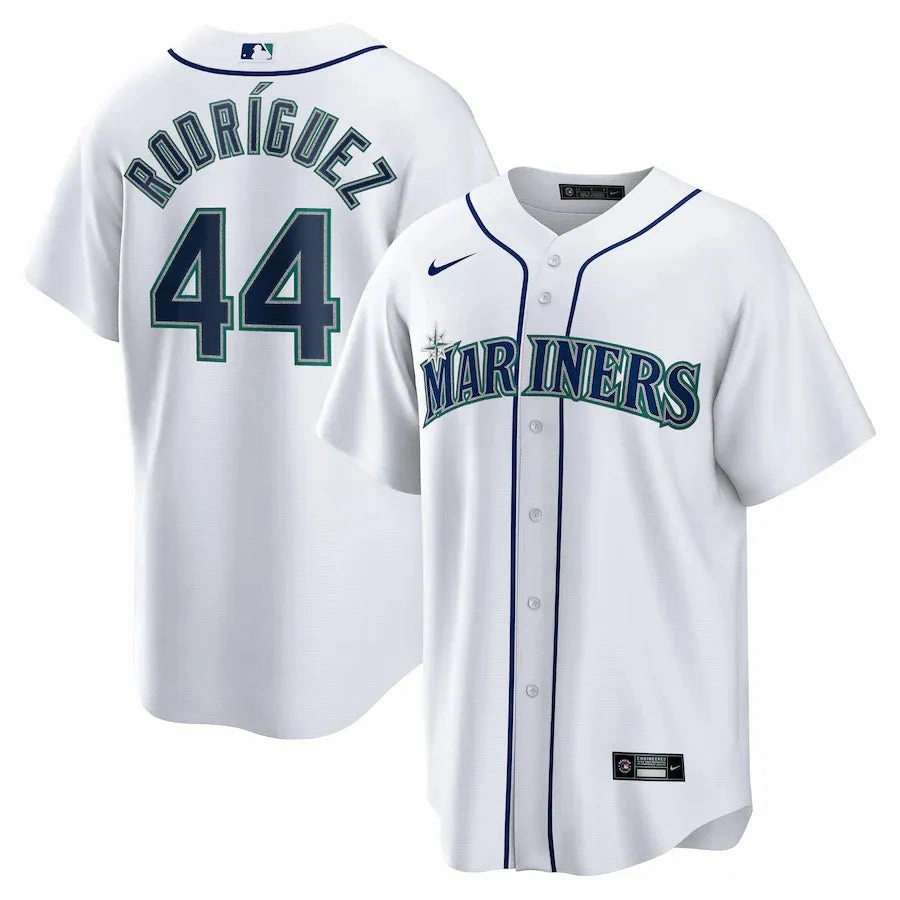football fan wallets Camisa MLB Seattle Mariners Nike Home Torcedor Masculina Branca Julio Rodriguez 44 football club merchandise