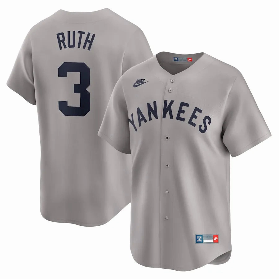 football fans merchandise Camisa MLB New York Yankees Nike Away Throwback Cooperstown Collection Limited Torcedor Masculina Cinza Babe Ruth 3 football fan socks