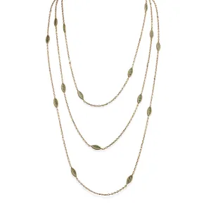 French Art Nouveau 18K Gold and Plique--jour Enamel Longchain Necklace