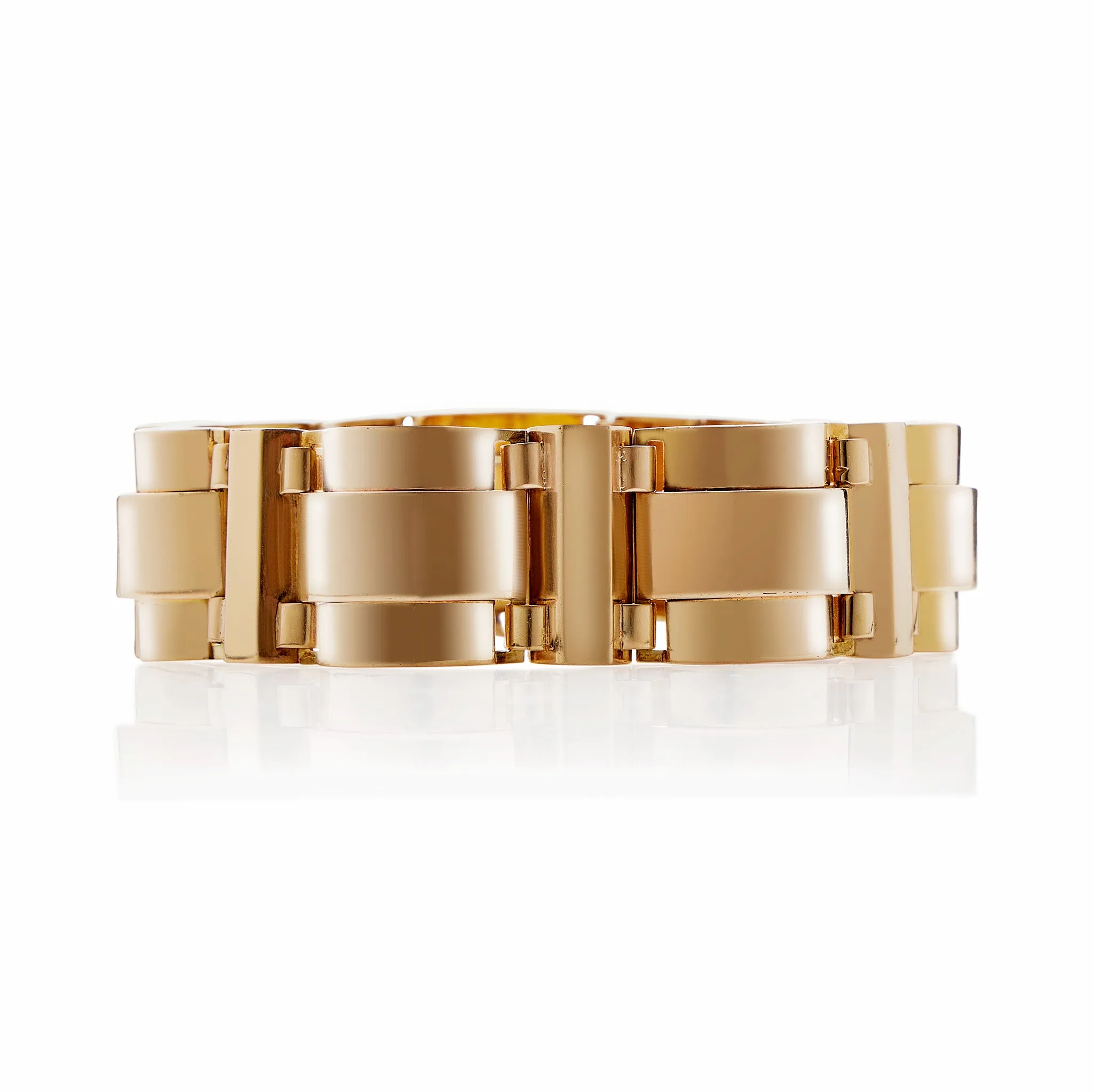French Retro 18K Gold Tank Track Bracelet