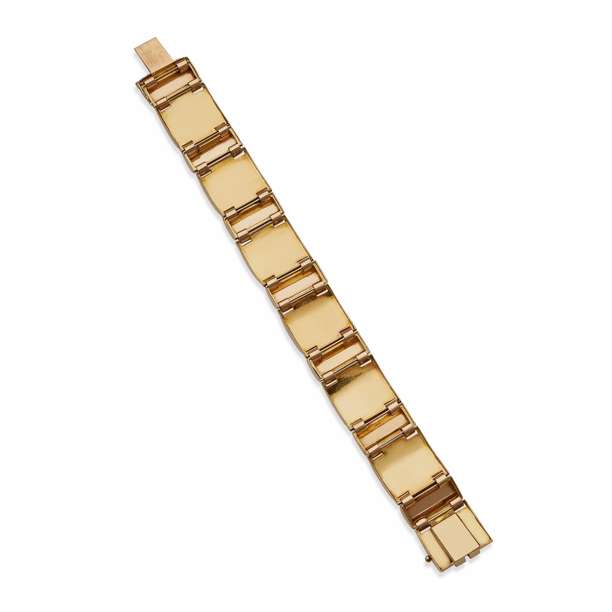 French Retro 18K Gold Tank Track Bracelet