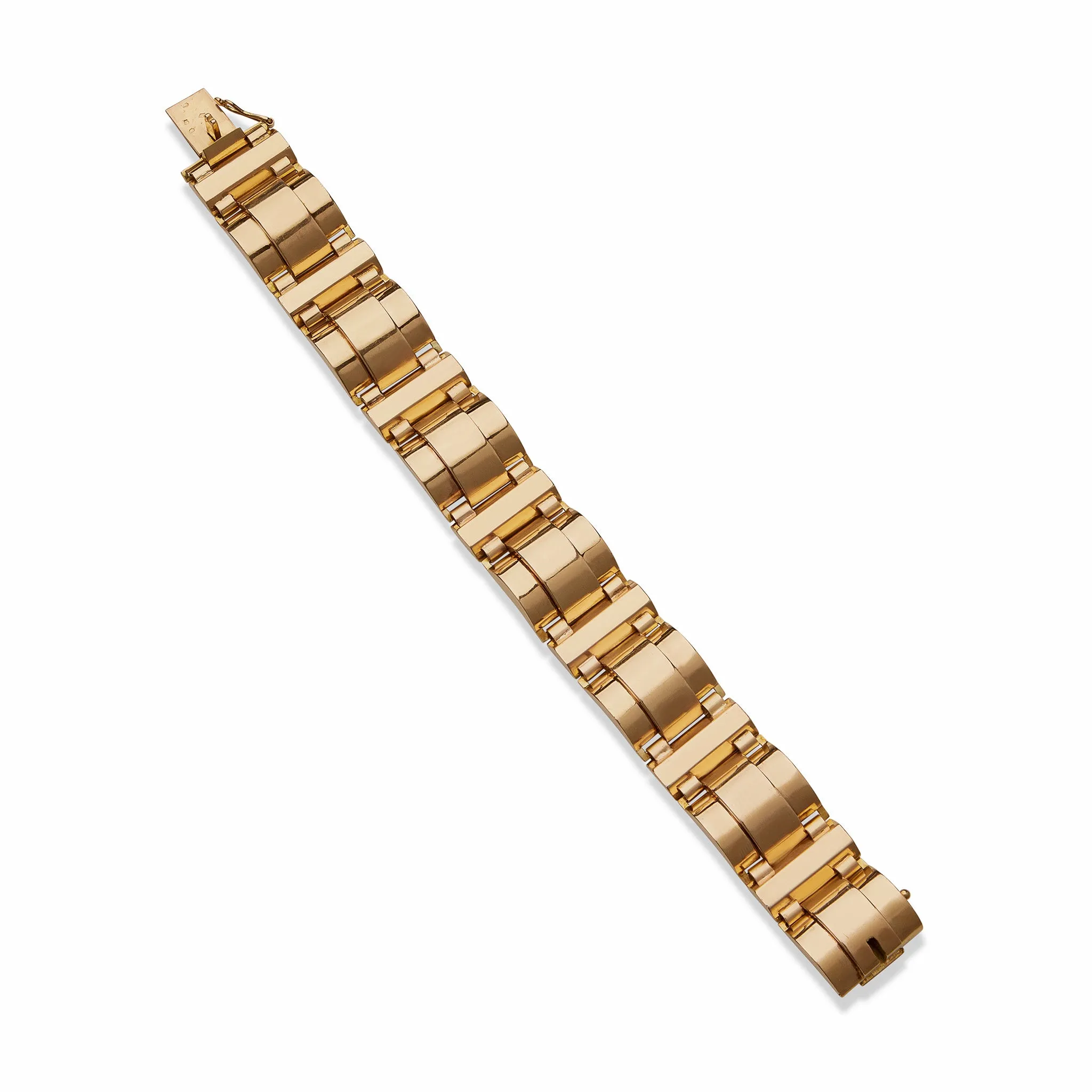 French Retro 18K Gold Tank Track Bracelet