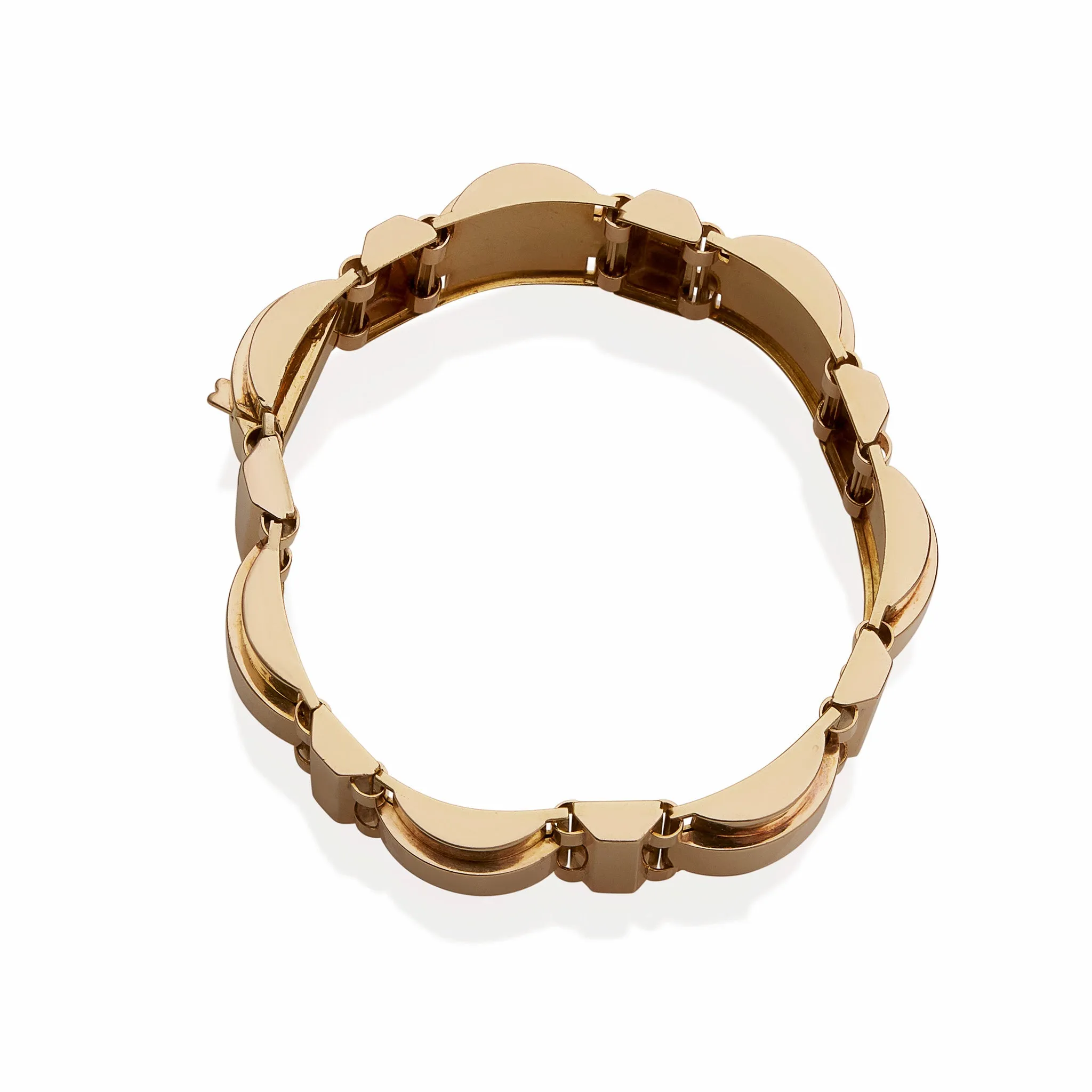 French Retro 18K Gold Tank Track Bracelet