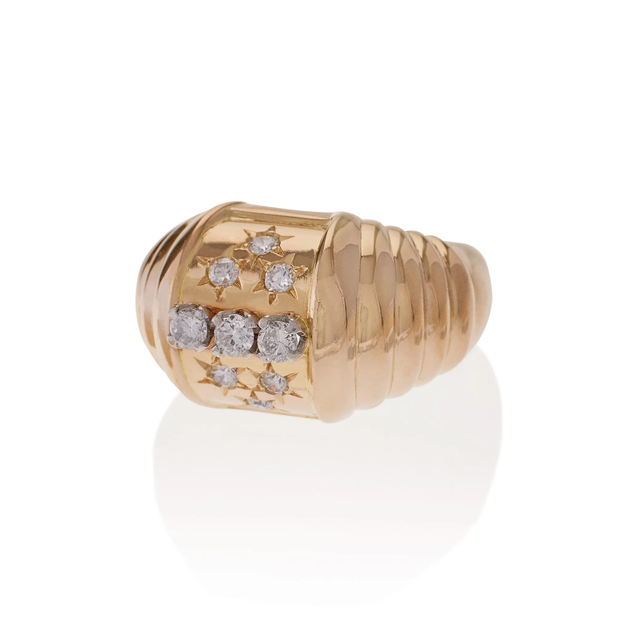 French Retro Star-Set Diamond Ring