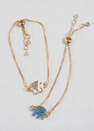 Gold Elephant Charm Bracelet