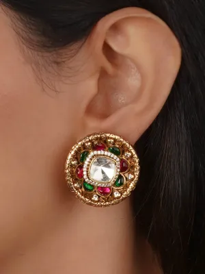 Gold Plated Faux Polki Earrings - PK-E116