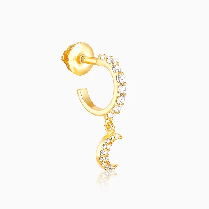 Golden Crescent Moon Dangling Earrings