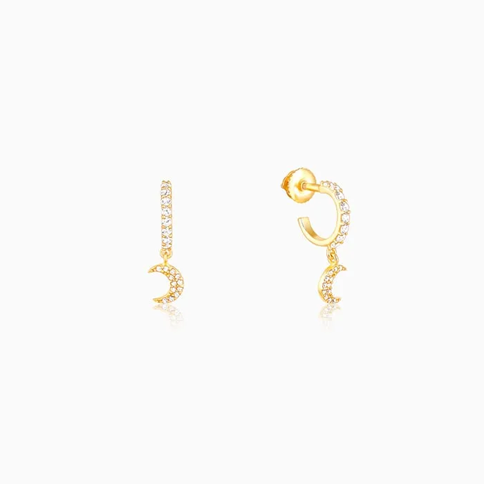 Golden Crescent Moon Dangling Earrings