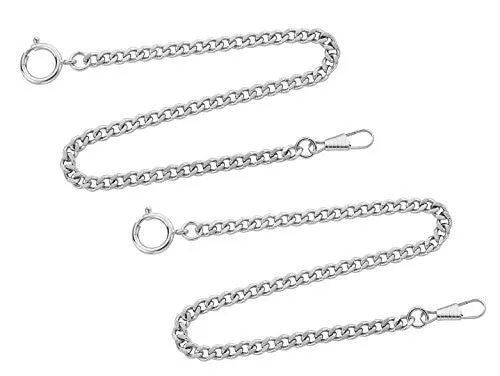 Gotham Set of Two Silver-Tone Pocket Watch Chains Fob Curb Link 14" # GWCSTLCHAIN-2SET