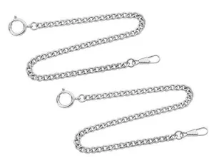Gotham Set of Two Silver-Tone Pocket Watch Chains Fob Curb Link 14" # GWCSTLCHAIN-2SET