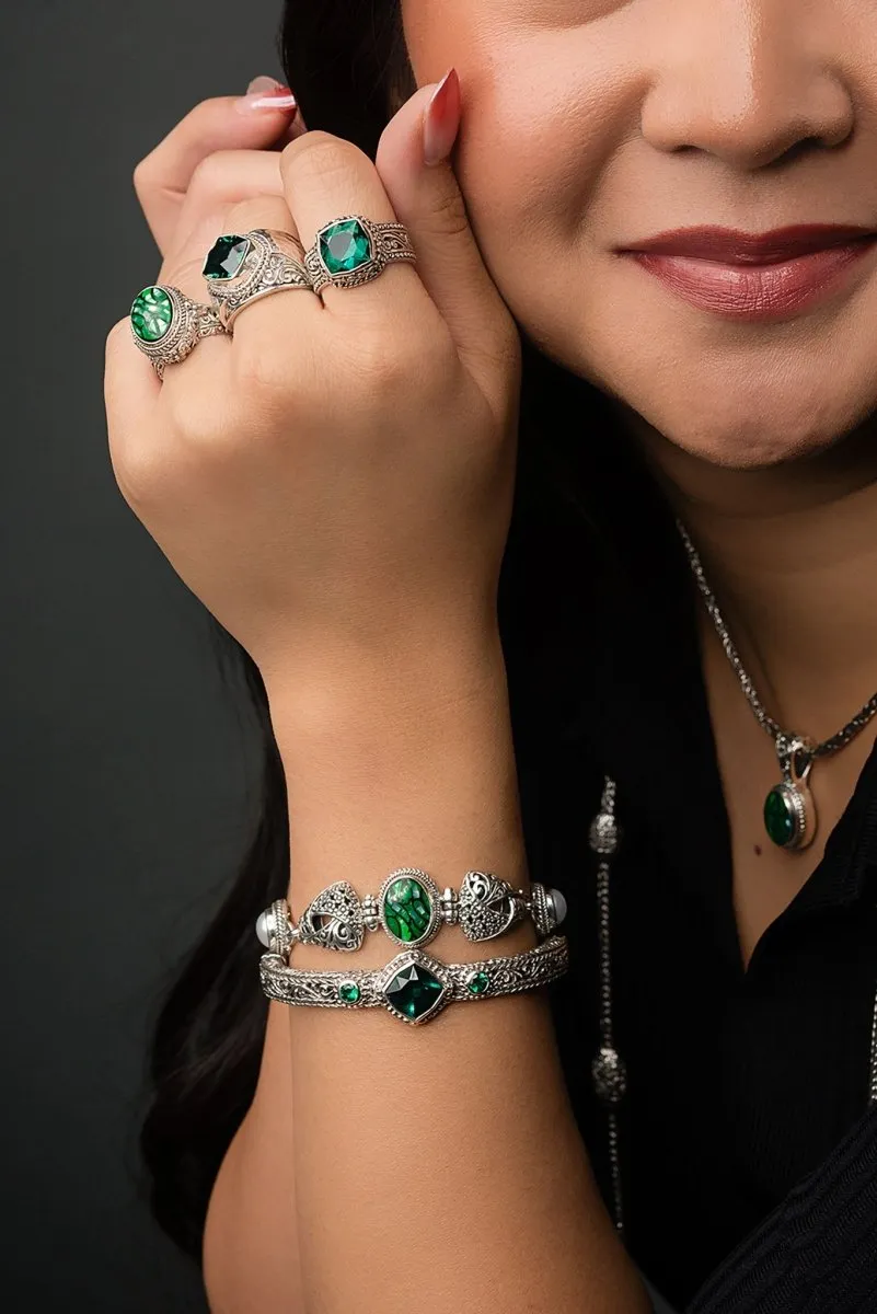 Graceful Presence Bangle? in Green Lab Created Quartz & Bali Hai? Mystic Topaz