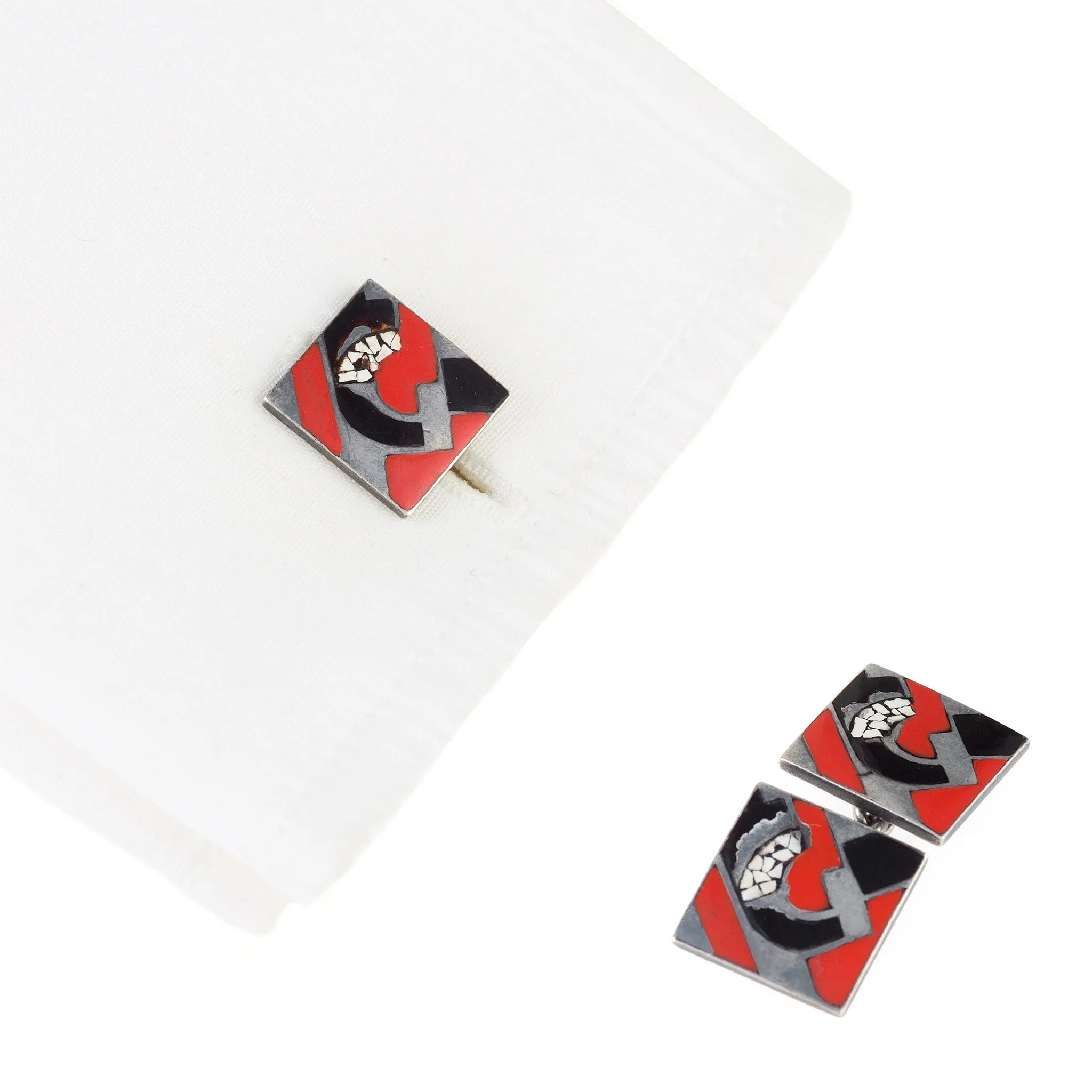 Grard Sandoz "Coquille d?uf" Eggshell Lacquer Cuff Links