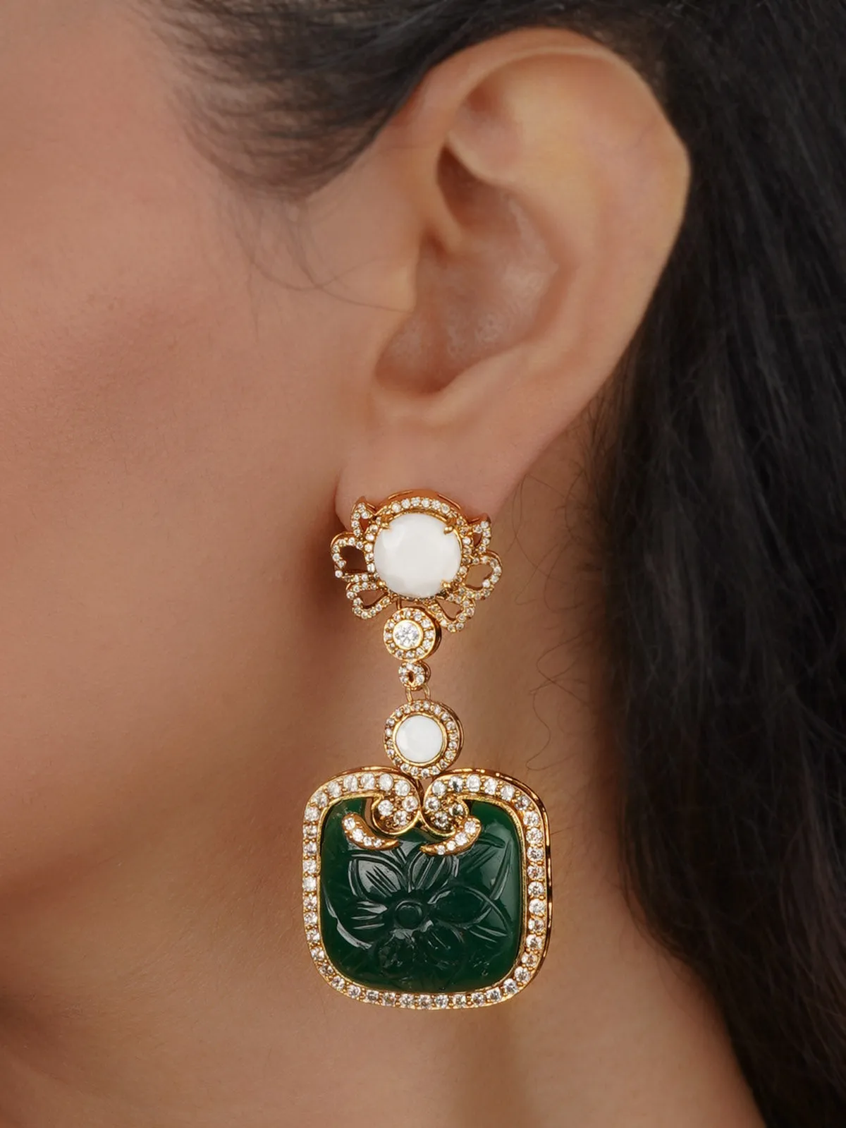 Green Color Victorian Earrings - VC-EAR5GR
