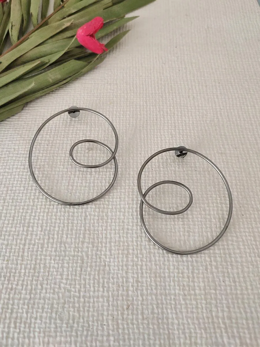Grey Color Silver Plated Costume Earrings - CSTEAR15