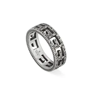 Gucci G Cube Sterling Silver Engraved G Motif Ring D