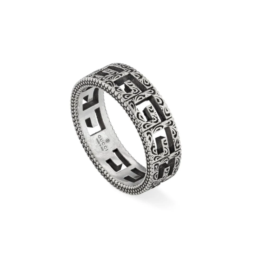Gucci G Cube Sterling Silver Engraved G Motif Ring D