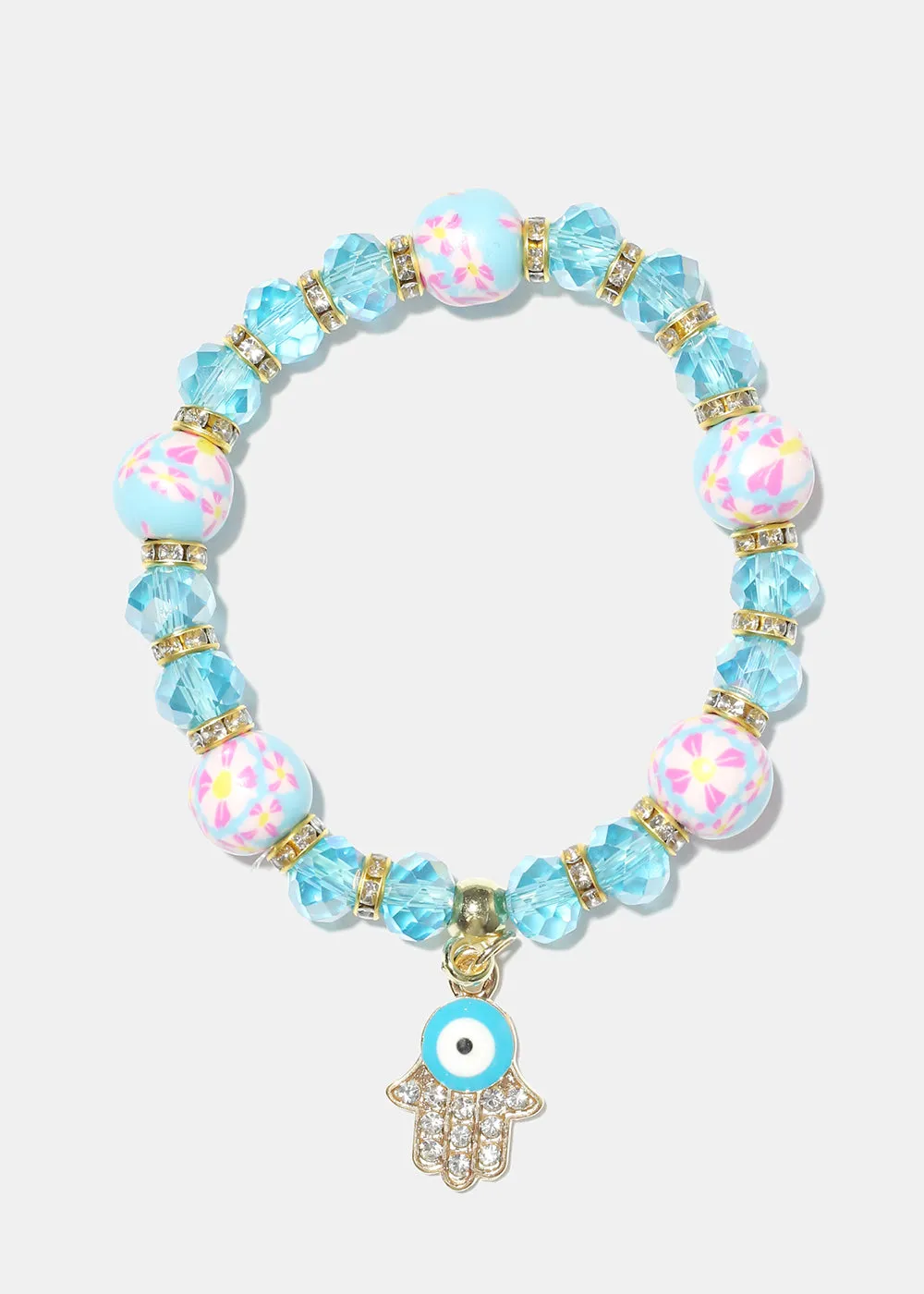 Hamsa Hand Charm Beaded Bracelet