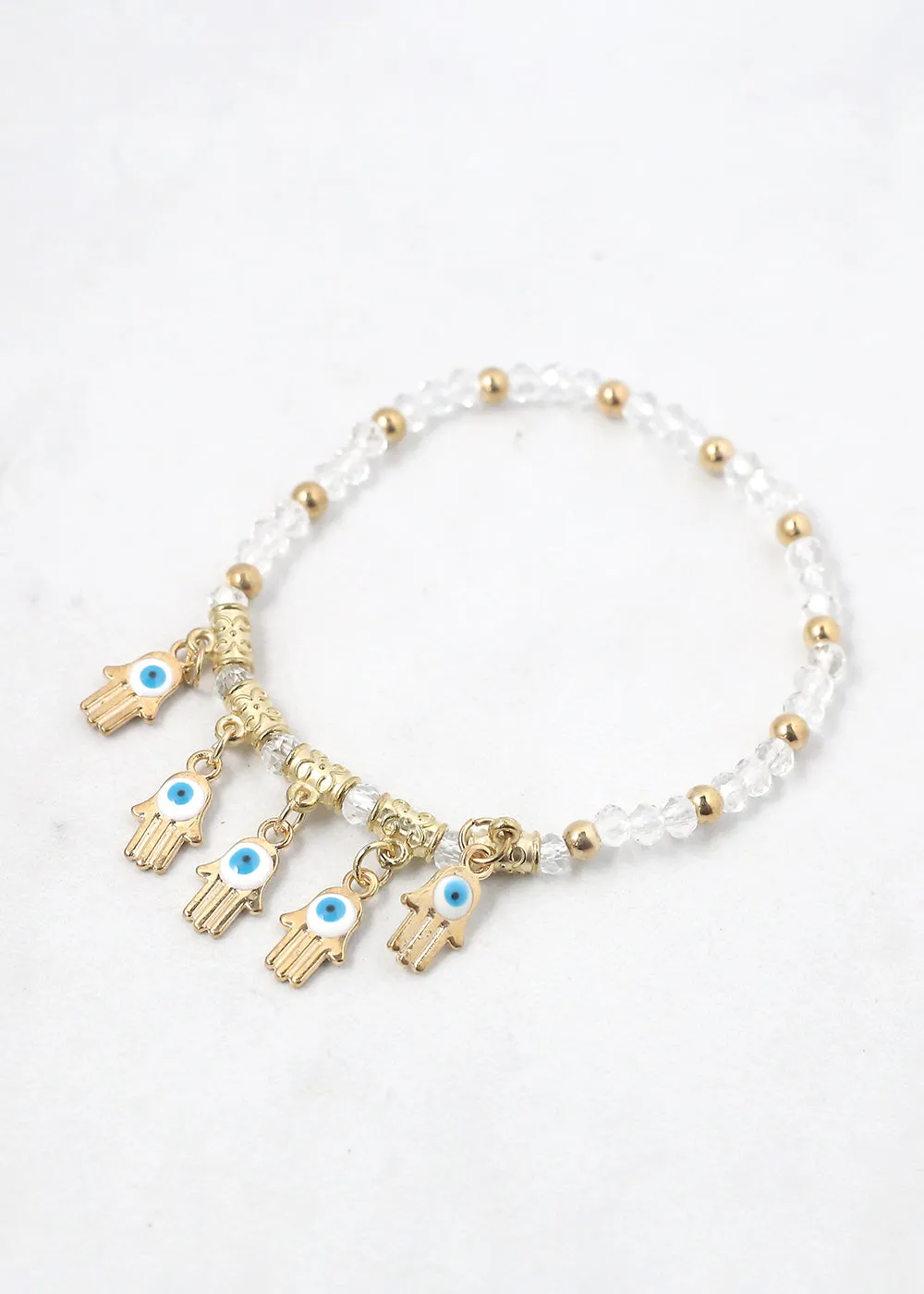 Hamsa Hands   Crystal Beads Bracelet