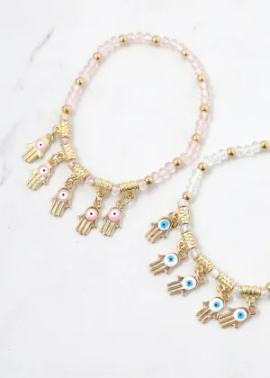 Hamsa Hands   Crystal Beads Bracelet