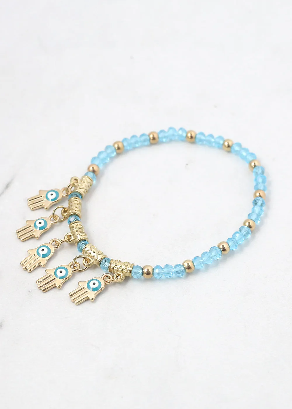 Hamsa Hands   Crystal Beads Bracelet