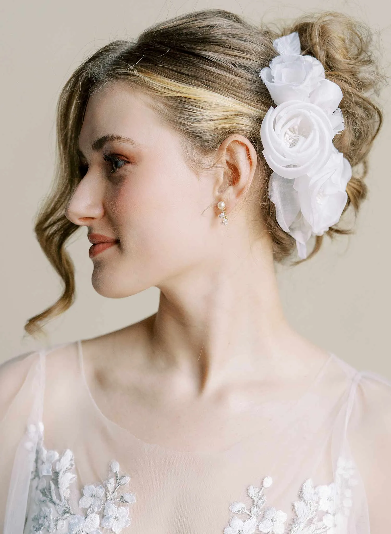 Handmade silk rosette flower comb - Style #2553